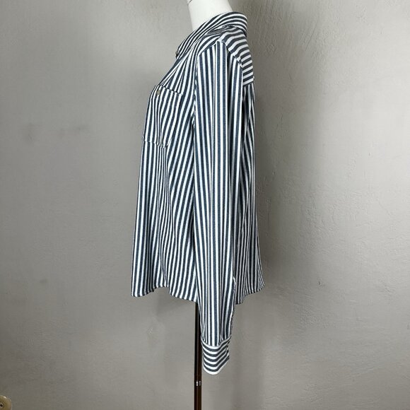 Faherty Legend Sweater Shirt Blue Striped Button-Up Long Sleeve Size Large (?) - Picture 5 of 12